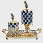 Ensemble Mbikhra Carreaux - Blanc et doré - 4 pièces